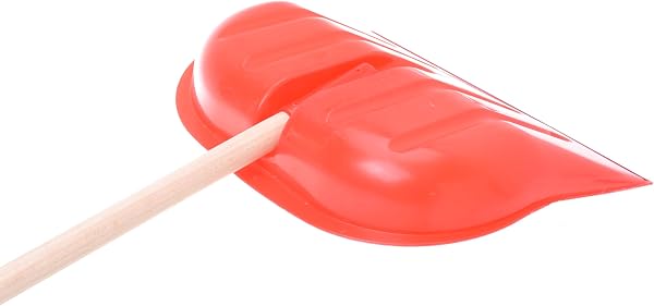 Pelle à neige rouge avec bord en aluminium - Pelle à neige avec renfort nervuré et poignée en D - Pelle à neige robuste avec manche en bois de 100 cm - Pelle à neige légère - Pour service - 3