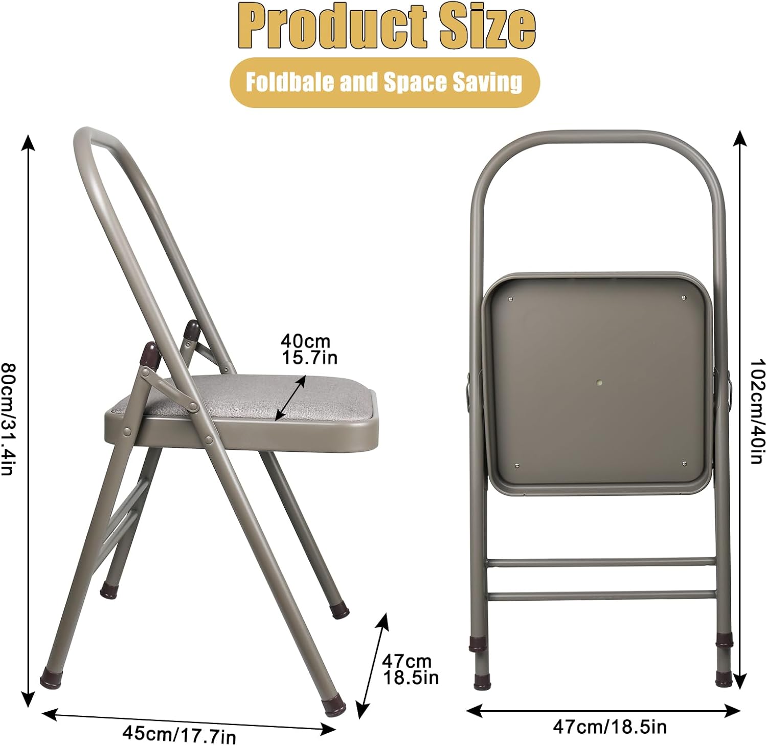 INNOLIFE Modern Minimalist Yoga Chair, Foldable & Space-Saving, 300 lbs Capacity, Grey