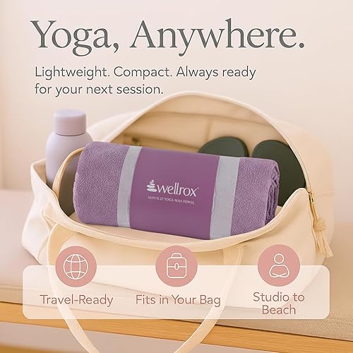 Miniatura 7 de Wellrox Toalla de microfibra para esterilla de yoga con agarre, ultra absorbente, súper suave y de secado rápido, toalla de yoga caliente