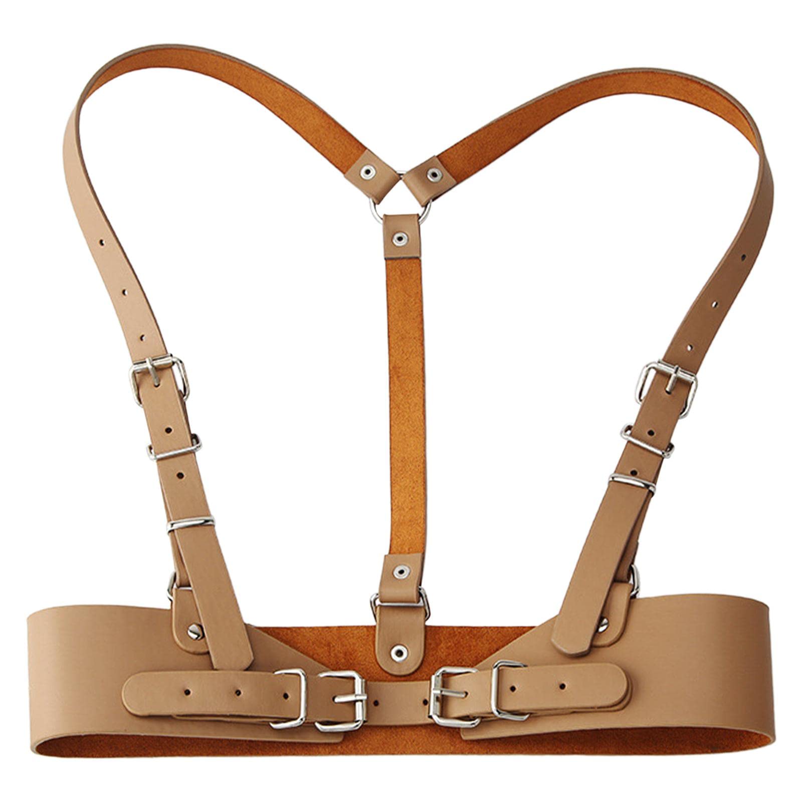 PU Leather Womens Waist Belt Underbust Steampunk Cincher Beige-image-28