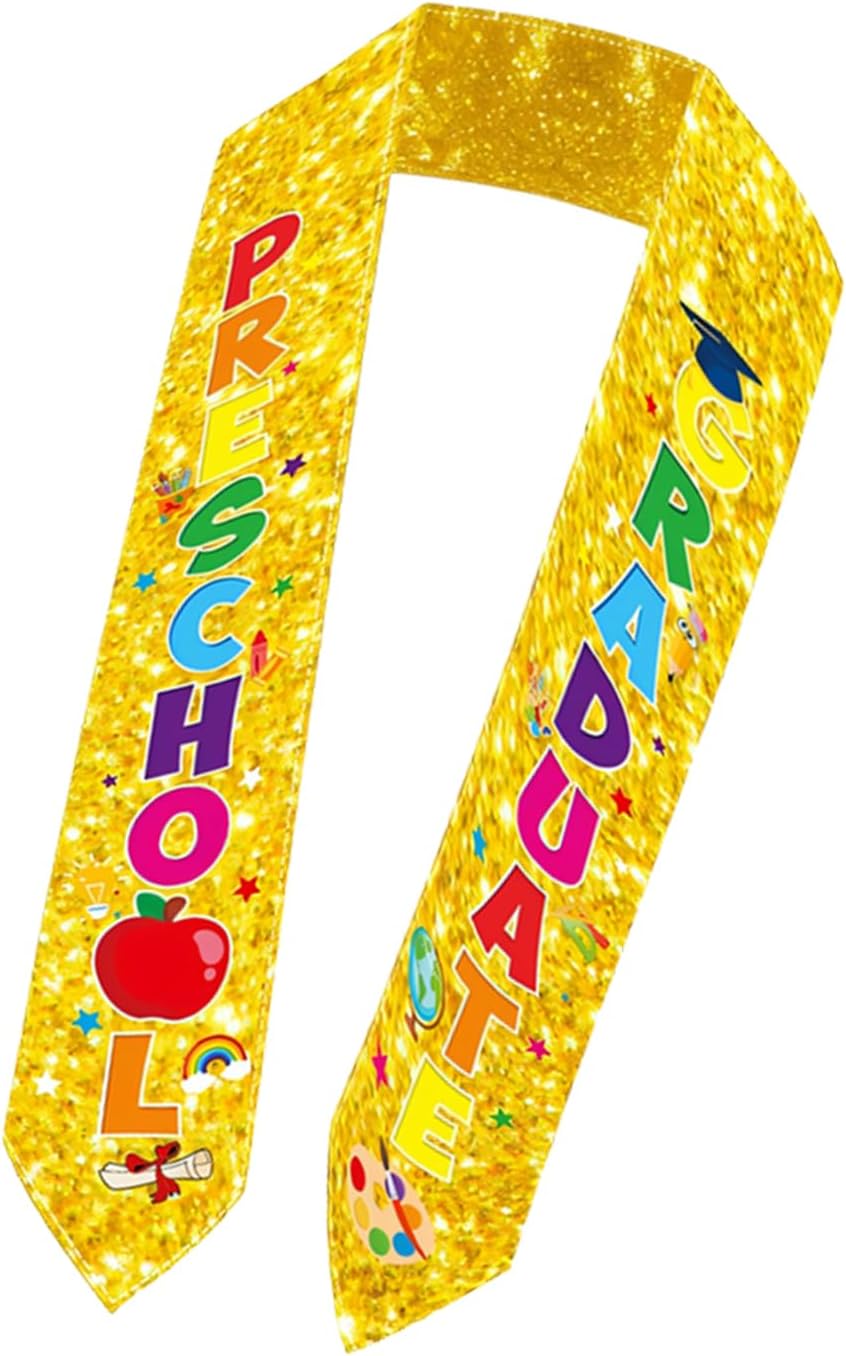 Colorful Preschool Graduate Sash with Fun Designs for Kindergarten Celebration Party Accessory Childrens Graduation Shoulder