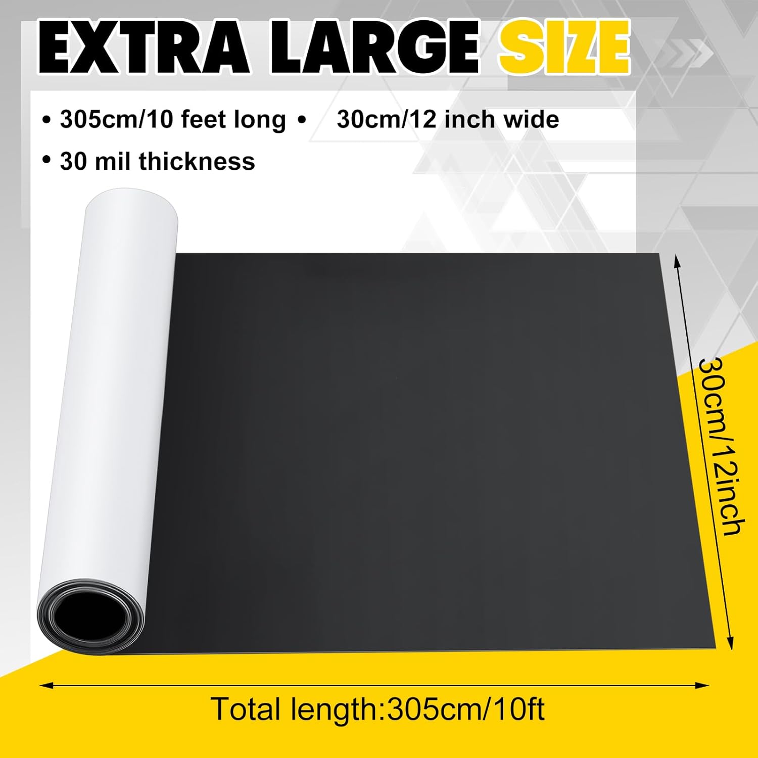 Relaxweex 12 Inch x 10 ft x 30mil Extra Large Adhesive Magnetic Sheet Roll Not Printable Adhesive Backing Cut and Customize Flexible Sheets Blank White Surface Magnetic Sign for Craft Photo Craft