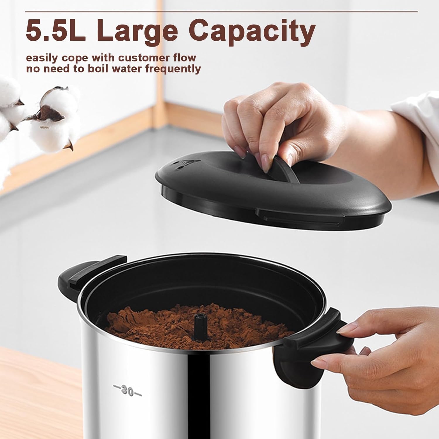 5.5L Commercial Electric Coffee Urn, 1000W Dozownik gorącego napoju ze stali nierdzewnej z wyjmowanym filtrem do gastronomii w kawiarni