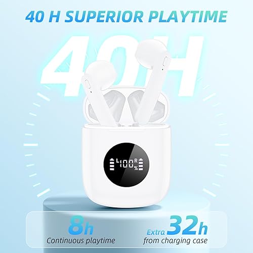 Miniatura 2 de Auriculares inalámbricos 40 horas de reproducción 8 horas de reproducción continua, auriculares Bluetooth, IPX6 impermeable sonido estéreo Bluetooth
