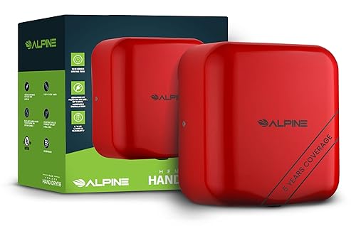 Miniatura 8 de Alpine Secadores de manos automáticos para baños, secador de manos eléctrico de acero inoxidable comercial de alta velocidad de 110-120V, opciones