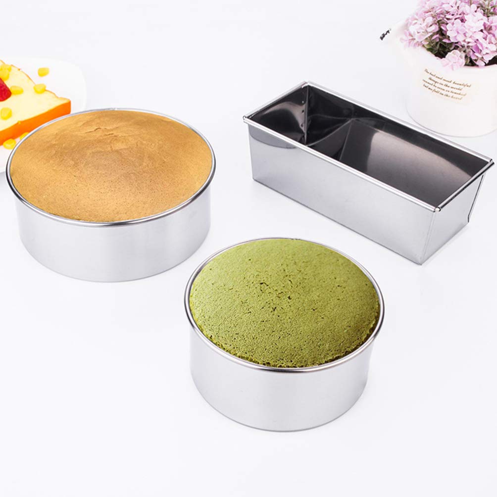 Cabilock 3pcs Stainless Steel Cake Molds Round Rectangle Baking for Home Kitchen for Muffins Desserts Easy to Bakeware