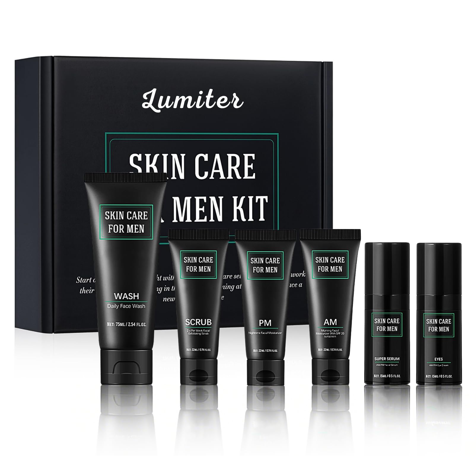 6PCS Mens Skin Care Sets & Kits, Mens Anti Aging Routine MensGift Set, Men Pamper Gift Sets: Face Wash, Serum