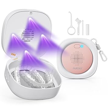 Nulaxy UVC Retainer Case with Fan, Dual Vent Holes & Built-in Mirror, Pink