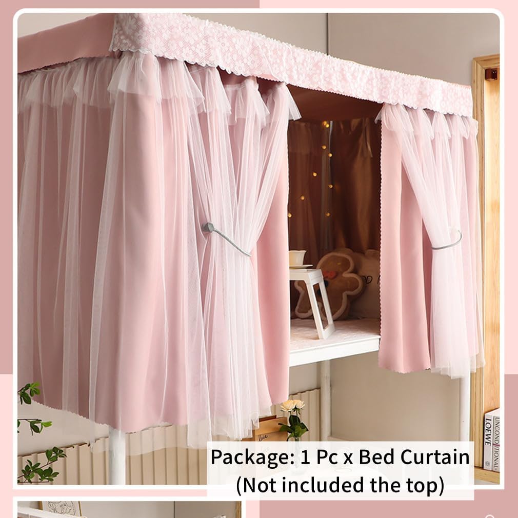 Dorm Home Bunk Bed Curtain Cloth Solid Thicken Bed Canopy Students Privacy Bed Shading Curtain Tent Lightproof Breathable Blackout Bedding Canopy Spread Curtain Bed Tent Drape for Dorm College Home