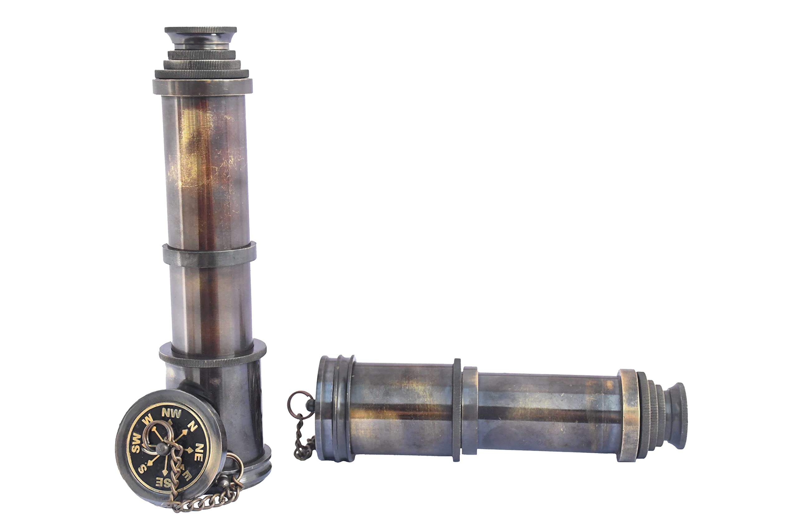 1915 London Brass Maritime 15x Vintage Piraten Spyglass Teleskop,Funktionelles Messing & klare Sicht Piraten Teleskop,Wunderbares Geschenk für Liebhaber von nautischen Dekorationen (#Schwarz)