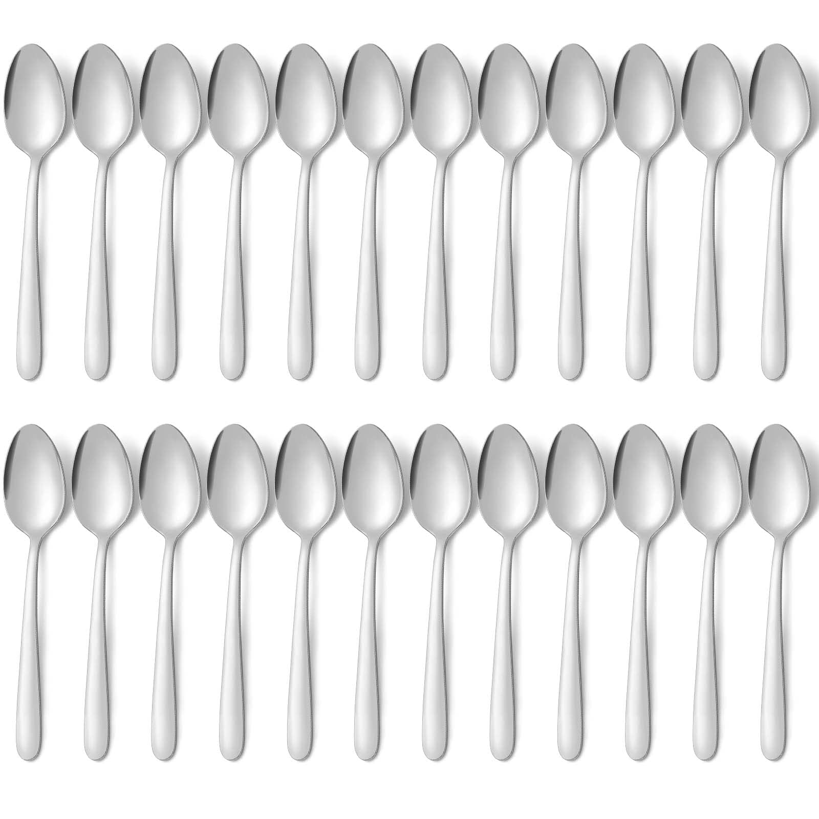 BEWOS 24 Piece Soup Spoons Set, 8 Inch (20.4 cm) Spoon Set, Stainless Steel Tablespoon, Mirror Polished Table Spoon, Dishwasher Safe, Silver Spoon for Home, Kitchen or Restaurant