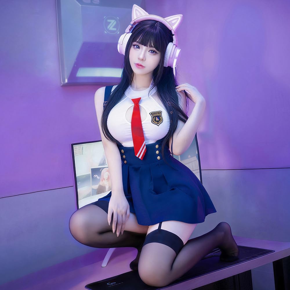 sexy sailor outfit for women lingerie Schoolgirl Anime Roleplay Navy JK Uniform Cosplay costume Bodysuit Short Dress babydoll Tie Plaid Mini Skirt Thong Set Blue White