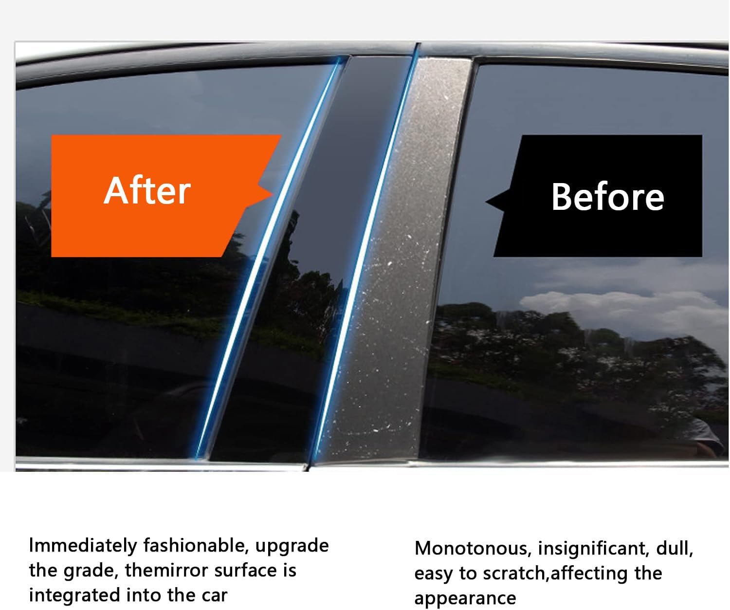 Window Pillar Cover Trim for Mitsubishi Lancer Sedan 2008 2009 2010 2011-2017, Anti Scratch Sticker Decals Kits Auto Protective Strip Lightweight Paste