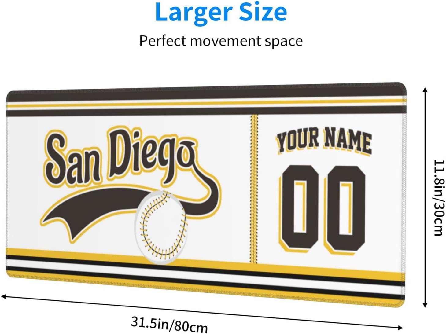 San Diego Mouse Pad Custom Any Name and Number Mouse Pad Personalized Large Mouse Pad Customized Non-Slip Desk Pad for Men Women Gifts