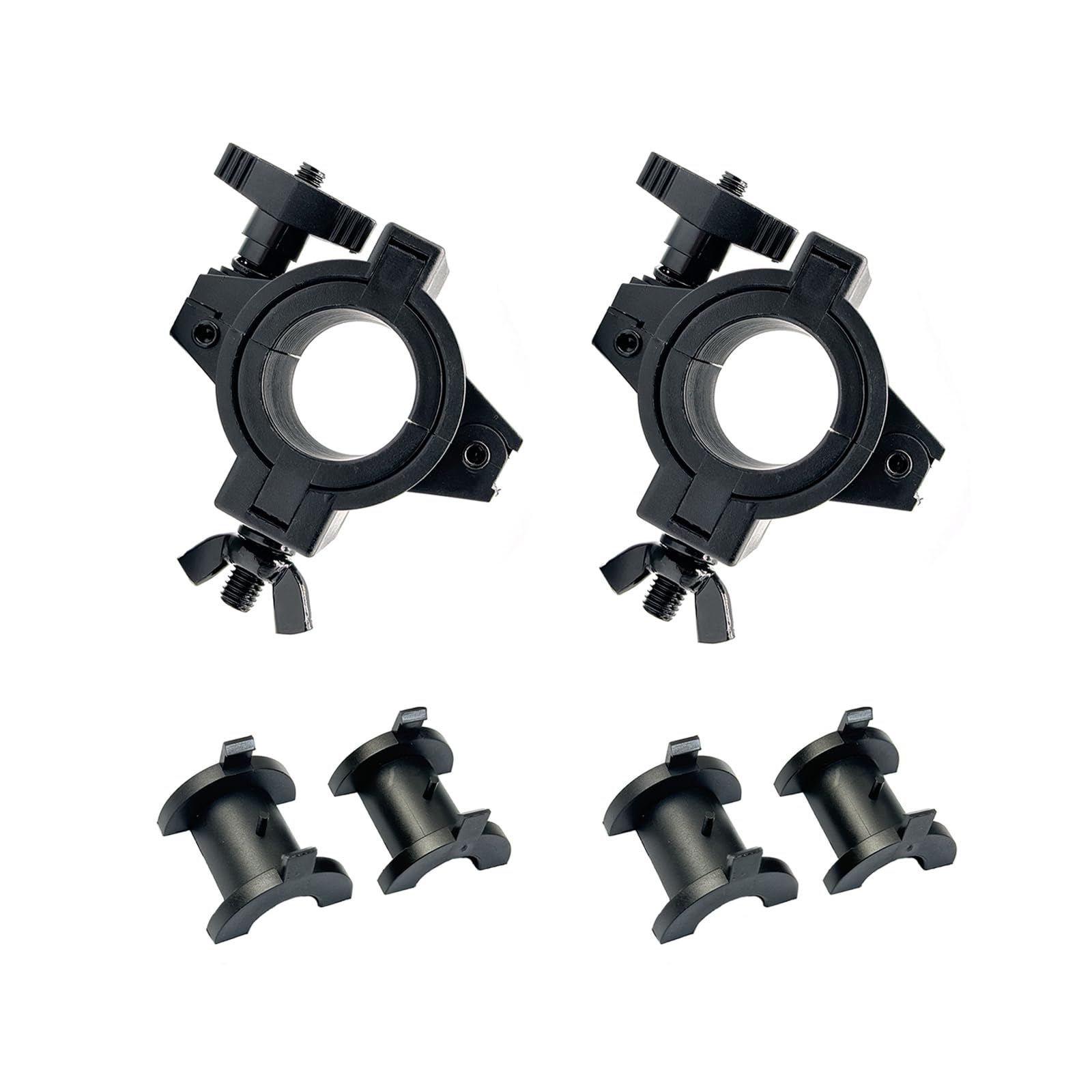 Lot de 2 pinces toriques pour éclairage de scène - Convient pour 3 tubes de diamètre 25 mm, 36 mm, 48 mm, capacité de charge de 20 kg (noir)
