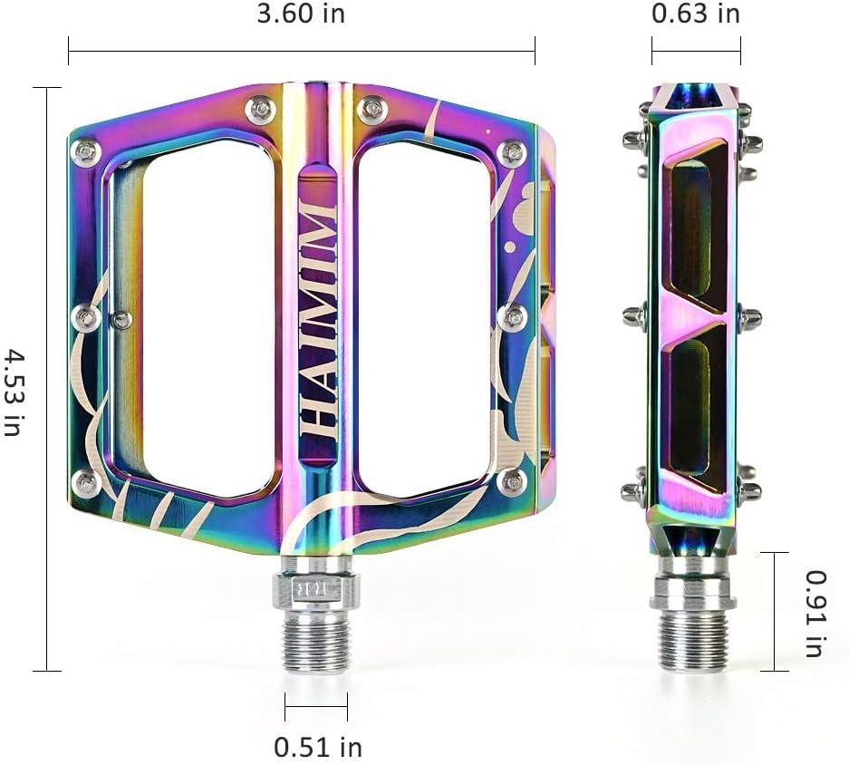 HAIMIM Road Bike Pedals 9/16 Sealed Bearing Mountain Bicycle Flat Pedals Lightweight Aluminum Alloy Wide Platform Cycling Pedal for BMX/MTB -Universal Lightweight Aluminum Alloy Platform Pedal : Sports & Outdoors