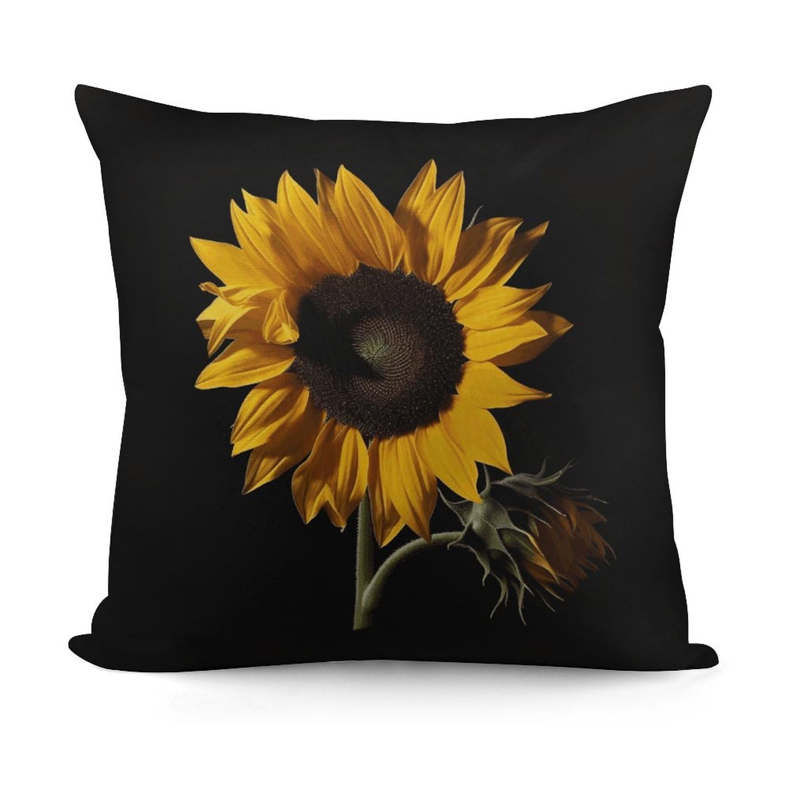 Adfgyerh Style Sunflower Black Background Decorative Pillow Covers, Throw Pillow Covers Soft For All Seasons, Pillowcases For Couch Living Room Sofa Bedroom 18X18 Inch