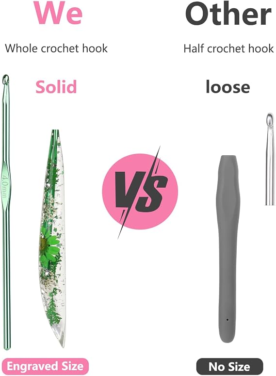Katech 5mm Crochet Hooks with Floral Pattern-Elegant &Unique Crochet Needles-Longer Smooth Glide Crocheting Hook for Arthritic Hands, Beginners & Professional Ideal Crochet Gift(H)