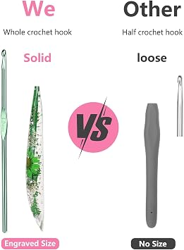 Katech 5mm Crochet Hooks with Floral Pattern-Elegant &Unique Crochet Needles-Longer Smooth Glide Crocheting Hook for Arthritic Hands, Beginners & Professional Ideal Crochet Gift(H)