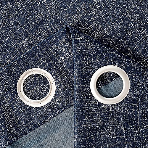 Bujasso Navy Blue Metallic Blackout Window Curtains 63 inch Silver Sparkle Room Darkening Curtains 85% Blackout Chic Luxury Navy Drapes for Living Room Thermal Insulated Grommet Top 2 Panels W52 xL63 by Bujasso - Image 4