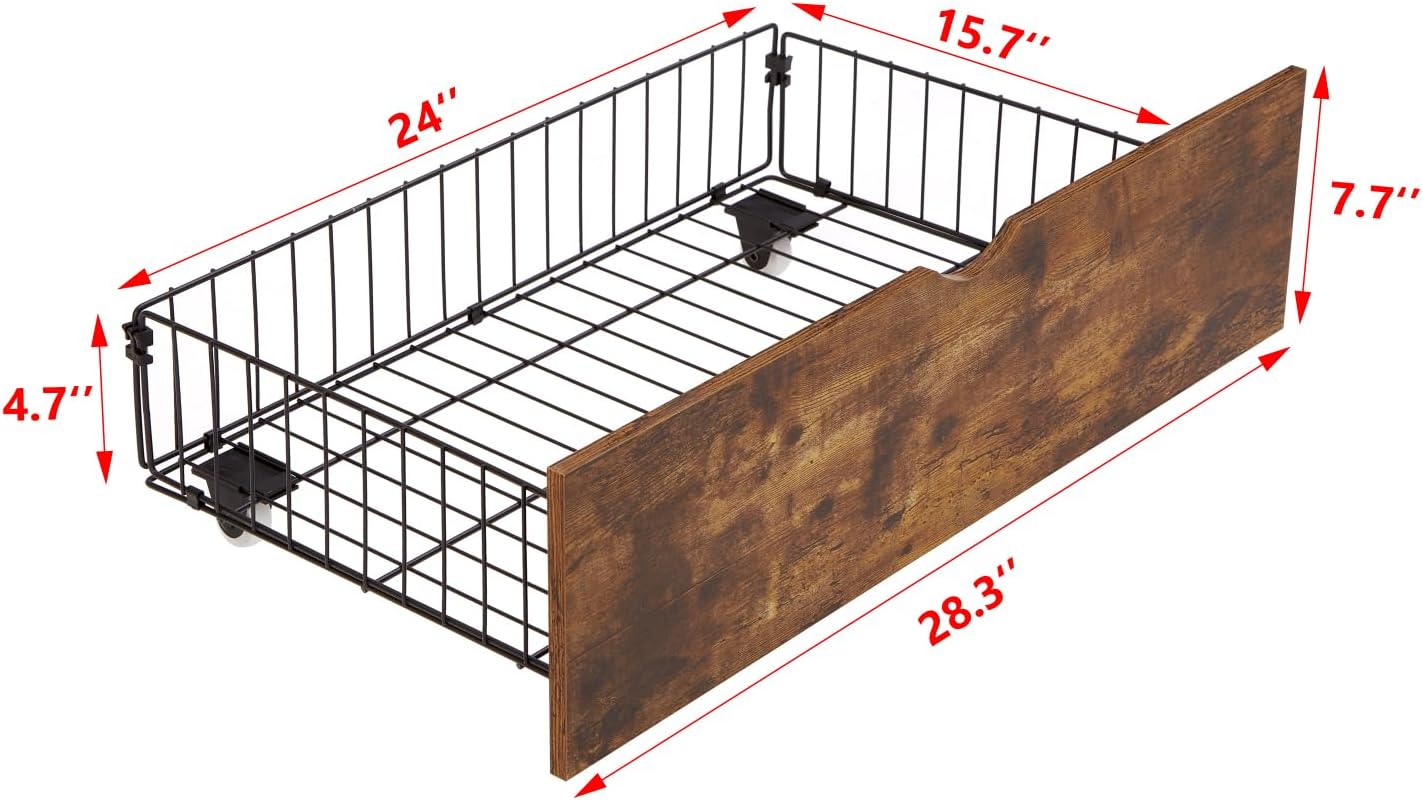 Queen Bed Drawers MDF+Metal Black+Brown Easy-Move Storage Under Bed, Shoes, Wardrobe, Toys, Bedding Versatile Storage Solution