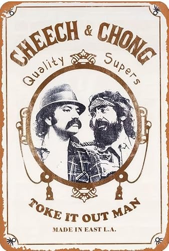 Cheech & Chong Vintage Style Metal Sign, 8x12 Inch, Toke It Out Man Design, Made in East L.A.