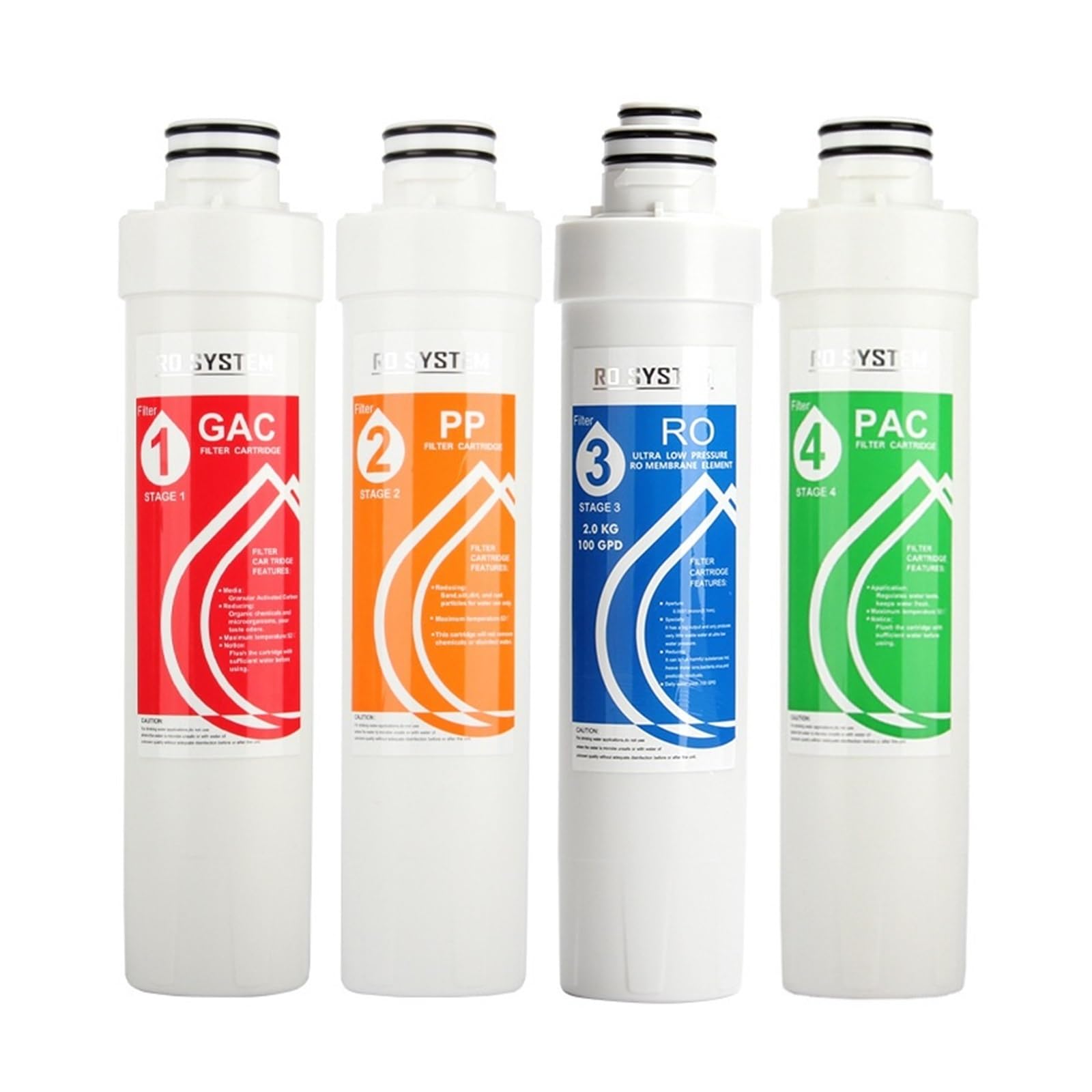 Sistema de filtro de agua, Filtro de agua PP GAC RO reemplazo ósmosis inversa, purificador filtro tratamiento bebida(A set)