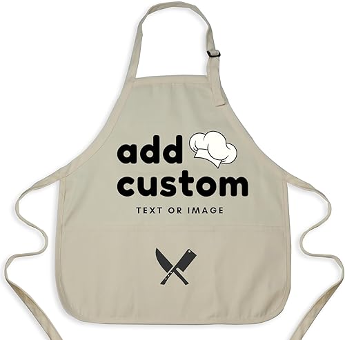 Delantal personalizado con bolsillos, correa ajustable para el cuello, delantal de chef personalizado para hombres y mujeres, delantal de cocina