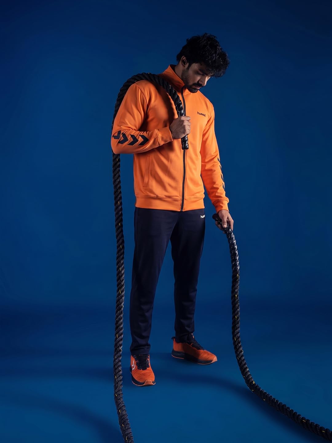 hummel Promo Men's All weather Regular Fit Track Suit with Zipper and Pockets Comfortable Breathable Stretchable Soft Fabric For Everyday Use Ideal for Gym Training or Running Loungwear