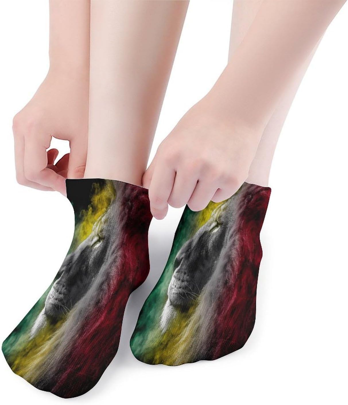 Rasta Rastafarian Lion Socks for Men Women 5 Pairs Ankle Socks