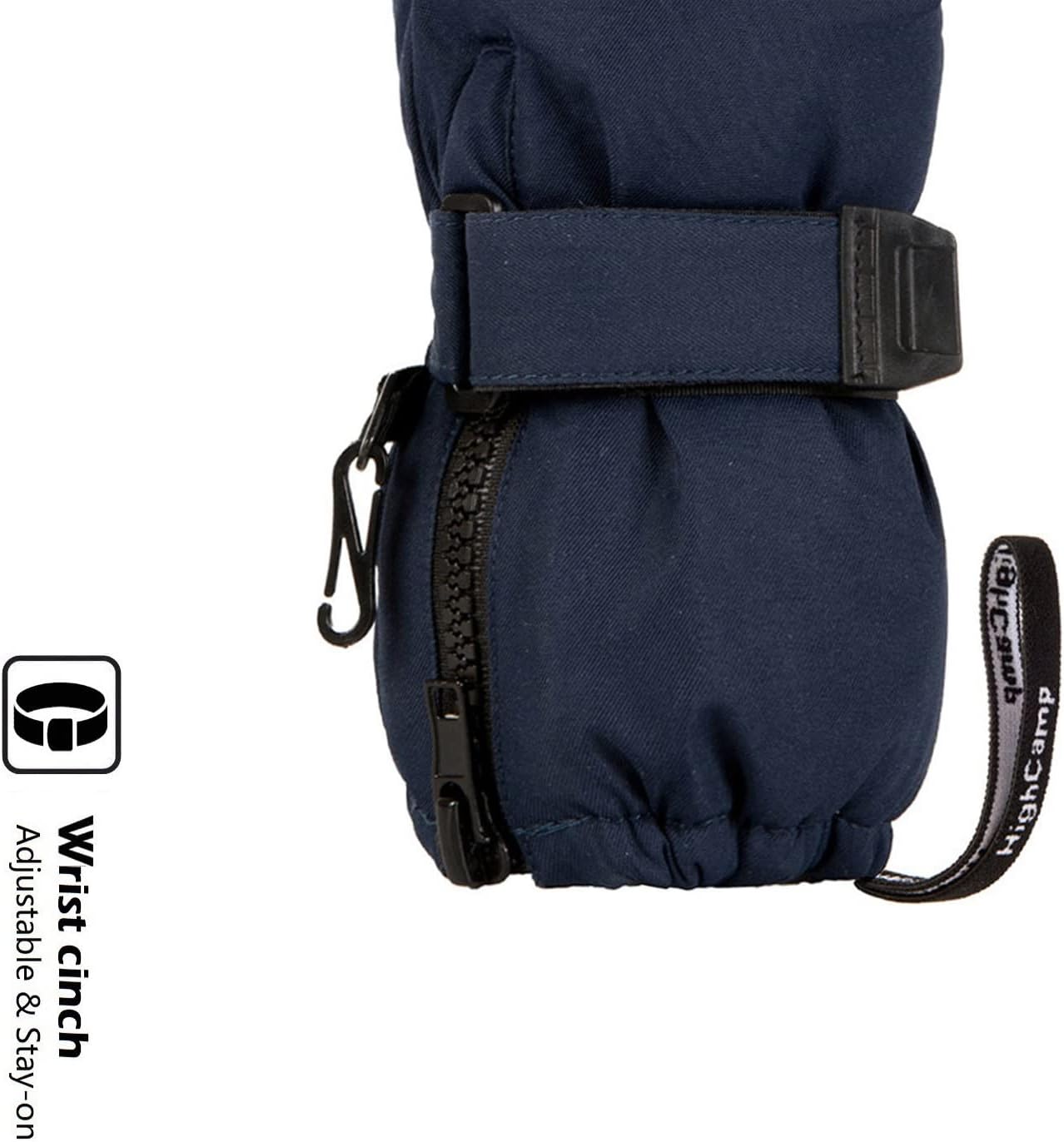 HIGHCAMP Kids Long Cuff Winter Snow Ski Mitten with Zipper Waterproof Gloves for Toddler Boys Girls - Image 4