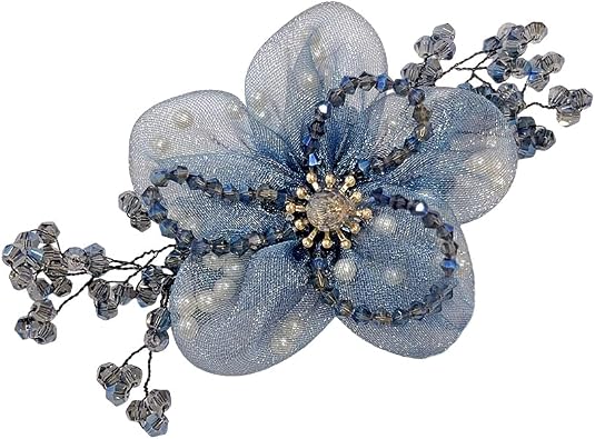 Vintage Crystal Flower Brooch Pin for Women Ladies Dainty Mesh Fabric Daisy Cherry Floral Brooches Hair Clip Pins Elegant Wedding Corsage Costume Dress Accessories Jewelry Gifts