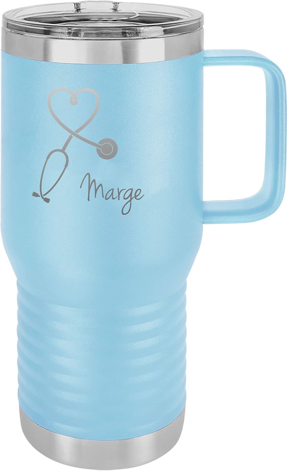 Stethoscope Nurse Personalized Add Your Custom Text Insulated 15 Oz/20 Oz Travel Tumbler Coffee Mug Customizable (Black, 20-Ounce)
