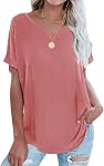 onlypuff Women Tunic Tops Tees Loose Casual Summer Ladies V Neck T-Shirts