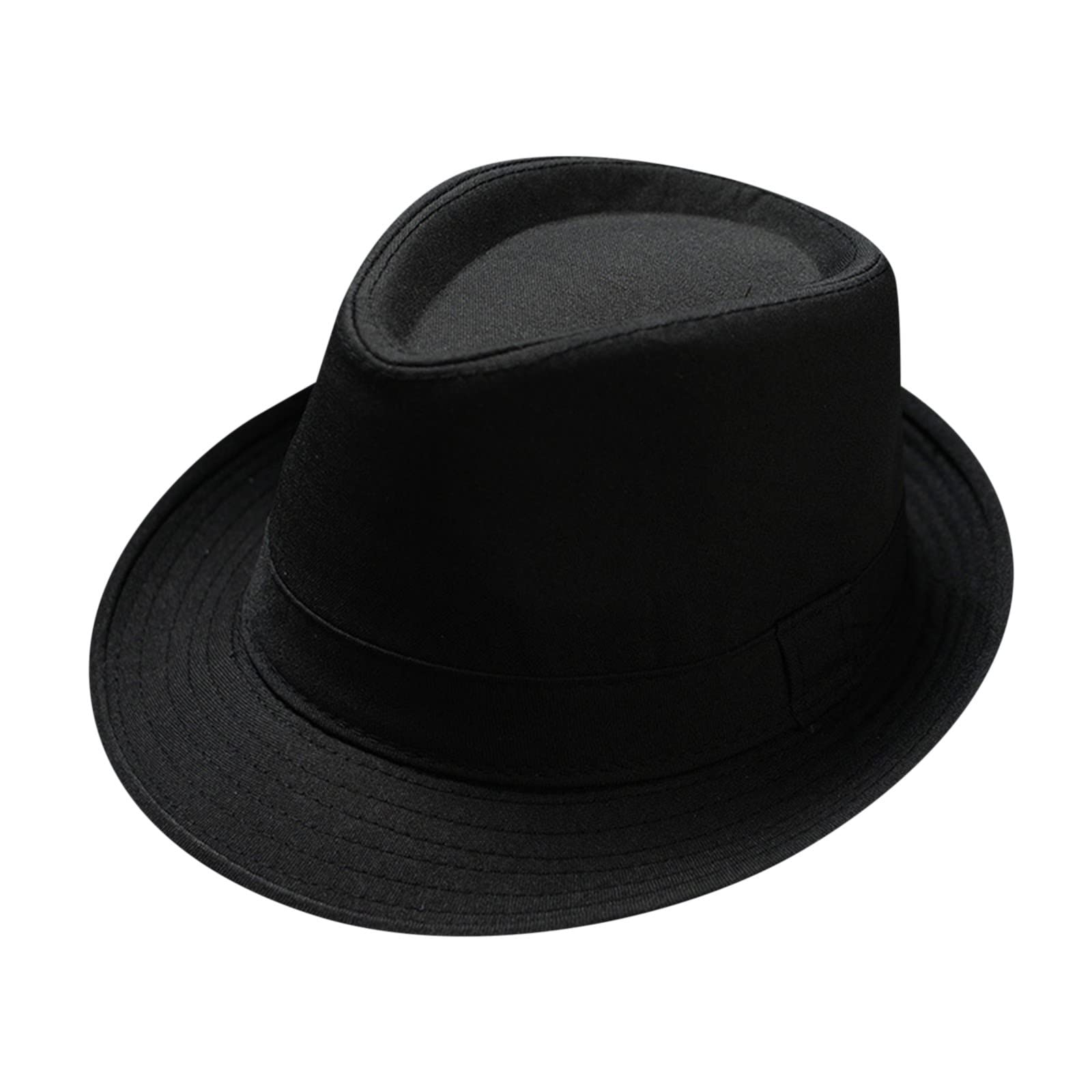 Women's Black Panama Fedora Hats For Men Trilby Teardrop Fedora Hat Unisex Travel Water Resistant Packable Short Brim Roll Up Beach Hat