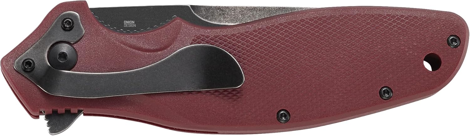 CRKT Shenanigan Maroon Everyday Carry, Plain Edge Blade, Liner Lock, Glass Reinforced Nylon Handle, Pocket Clip K800RKP