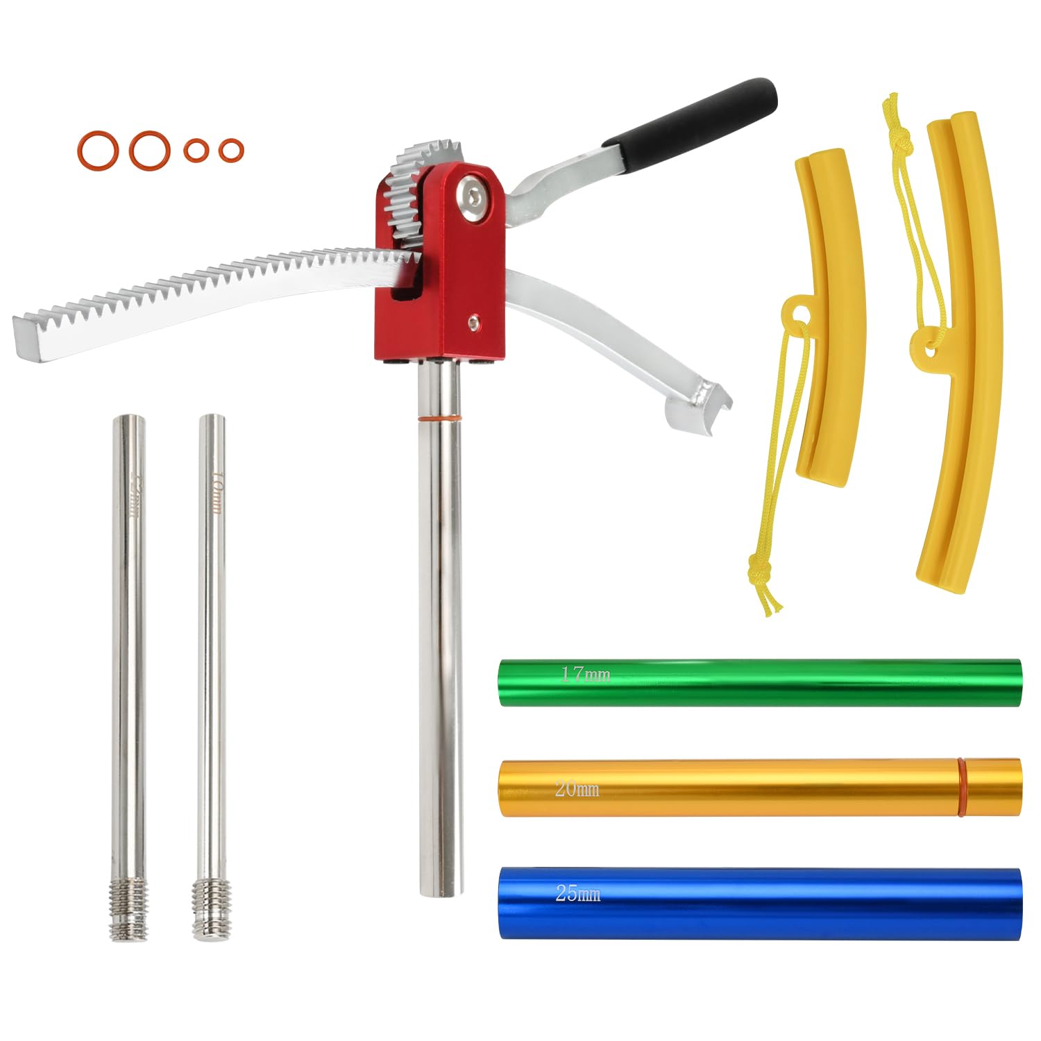 Photo 1 of FQRANBO Dirt Bike Tire Changing Tool Kit Fits for Dirt Bikes Motocross Enduro 16" to 21" Wheels, Portable Tire Changer Includes 15/17/20/25mm Axles, Colorful