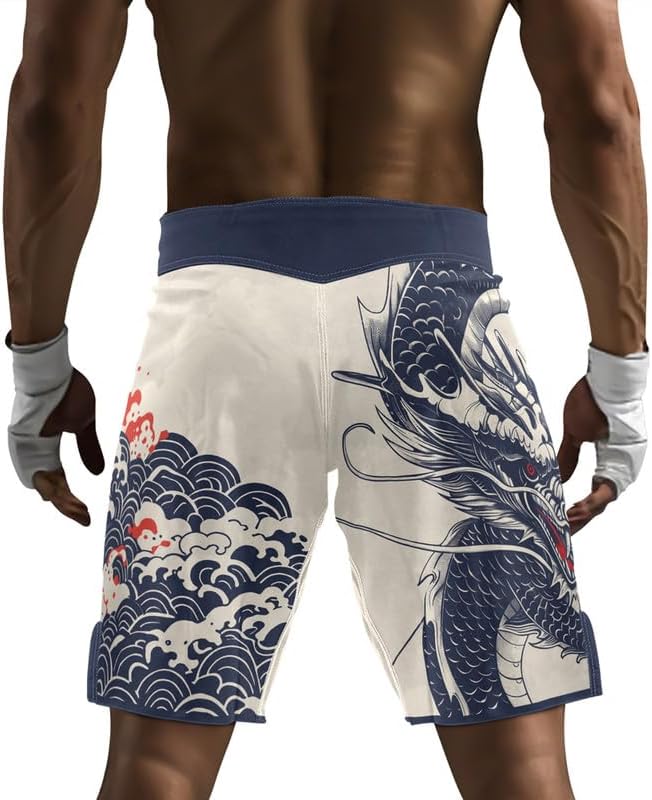 Dragon Men’s Jiu Jitsu Fight Shorts – MMA Boxing Trunks for No Gi Training Kickboxing