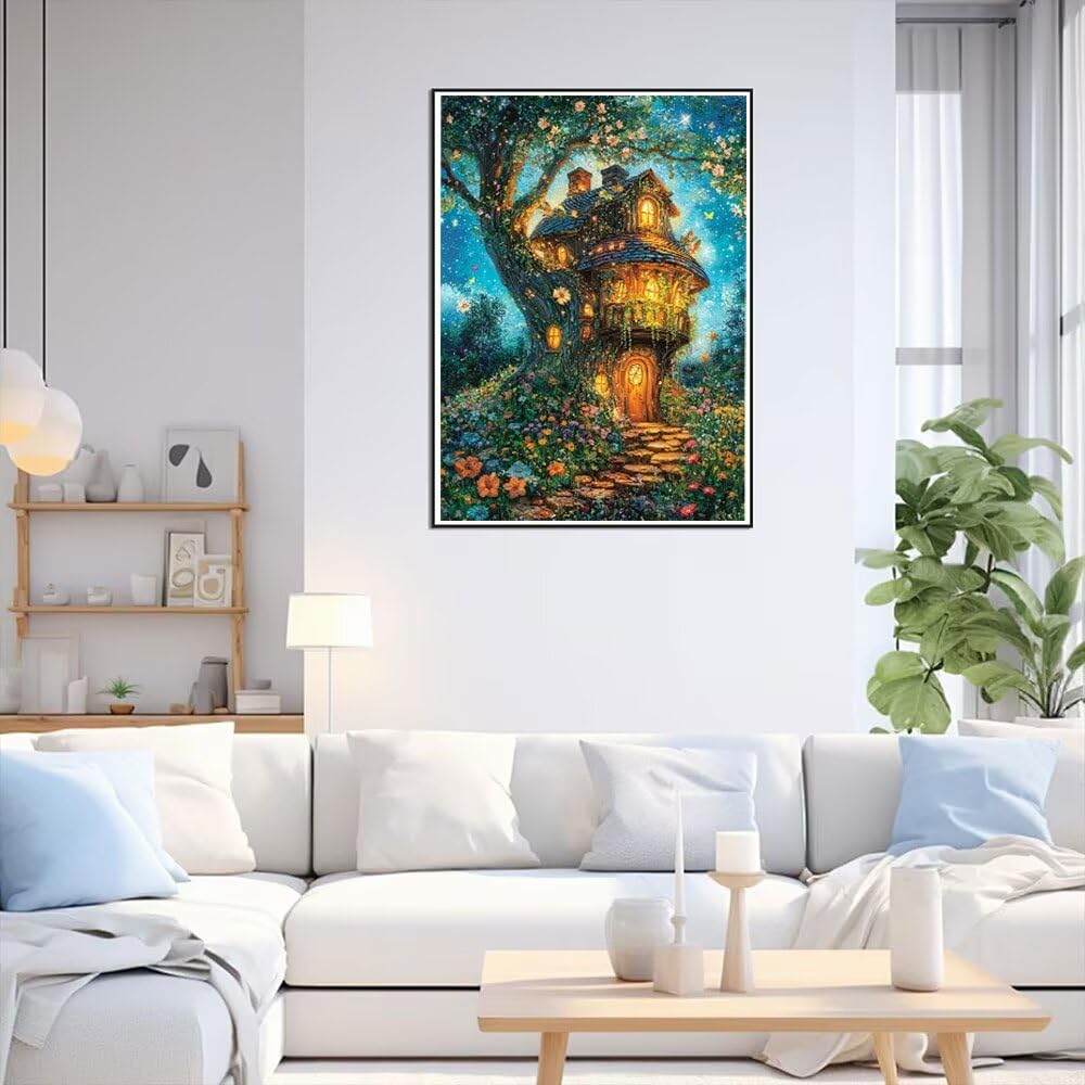Diamentowe zestawy artystyczne, pełne wiercenie dla dorosłych, domek na drzewie, kwiat dziecięcy zestaw do malowania diamentowego, DIY, pełne wiercenie, kryształ, haft, rzemiosło, poprawa umiejętności