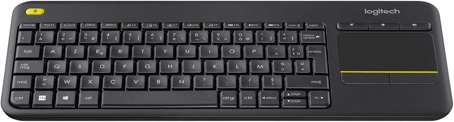Logitech K400 Plus Keyboard, France Wireless Touch, Black, 920-007129 (Wireless Touch, Black)