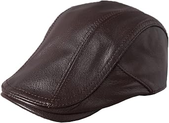 Mens Lambskin Leather Flat Cap Ivy Newsboy Hats Beret Cabbie Hat