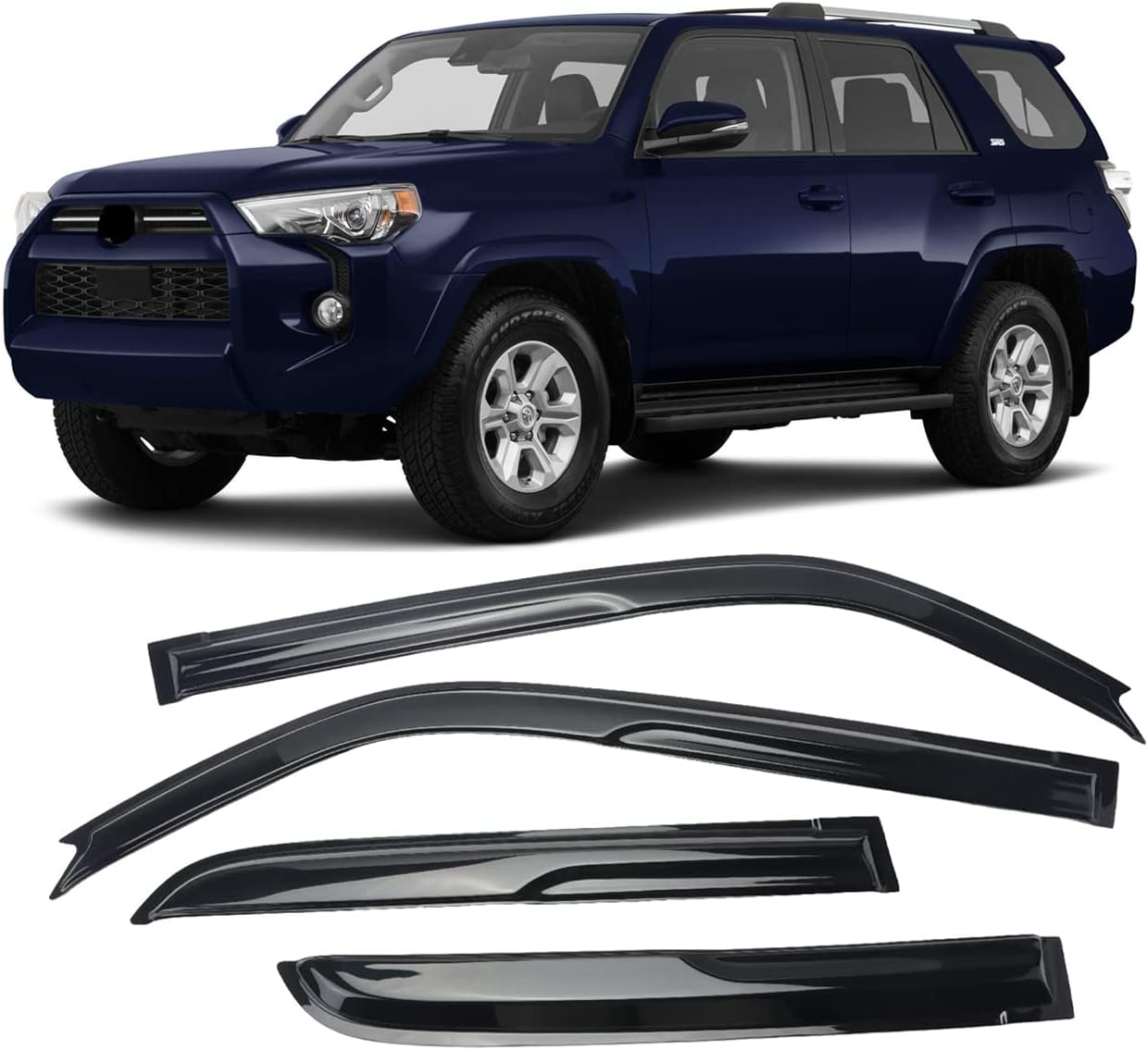 94242 Outside Mount 4pcs Window Deflectors Sun/Rain Guard Fit 2010-2022 Toyota 4Runner