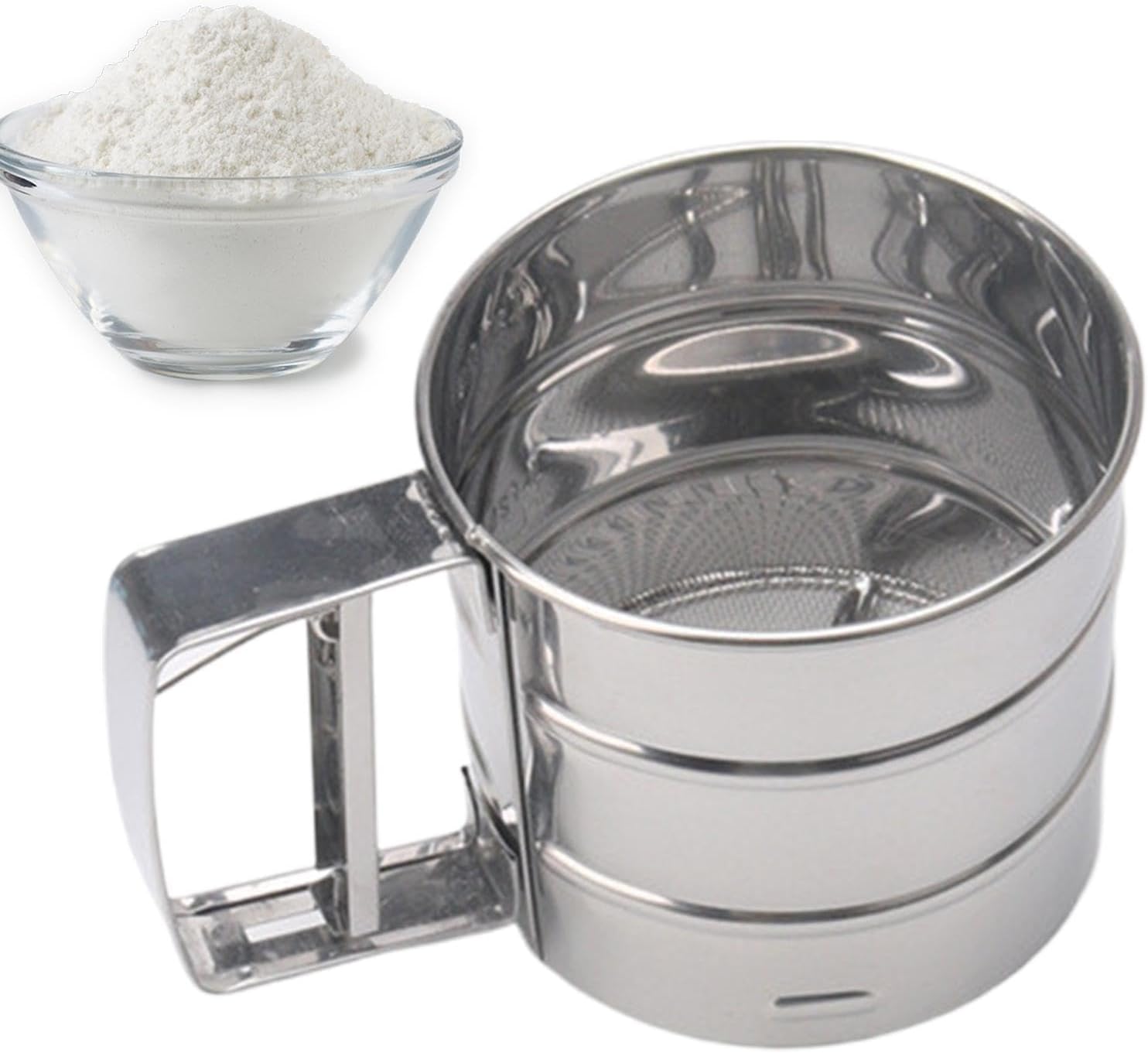 Icing Sugar Sieve,Coffee Cup Flour Sifter for Baking - Stainless Steel Powder Sifters