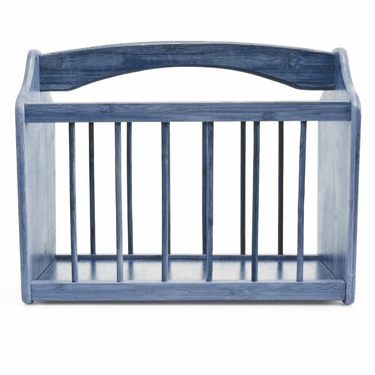 Optimal Products BAMBOO MAGAZINE RACK FREE STANDING MAIL NEWSPAPER HOLDER STORAGE SHELF STAND WHITE GREY BAMBOO (Grey), L