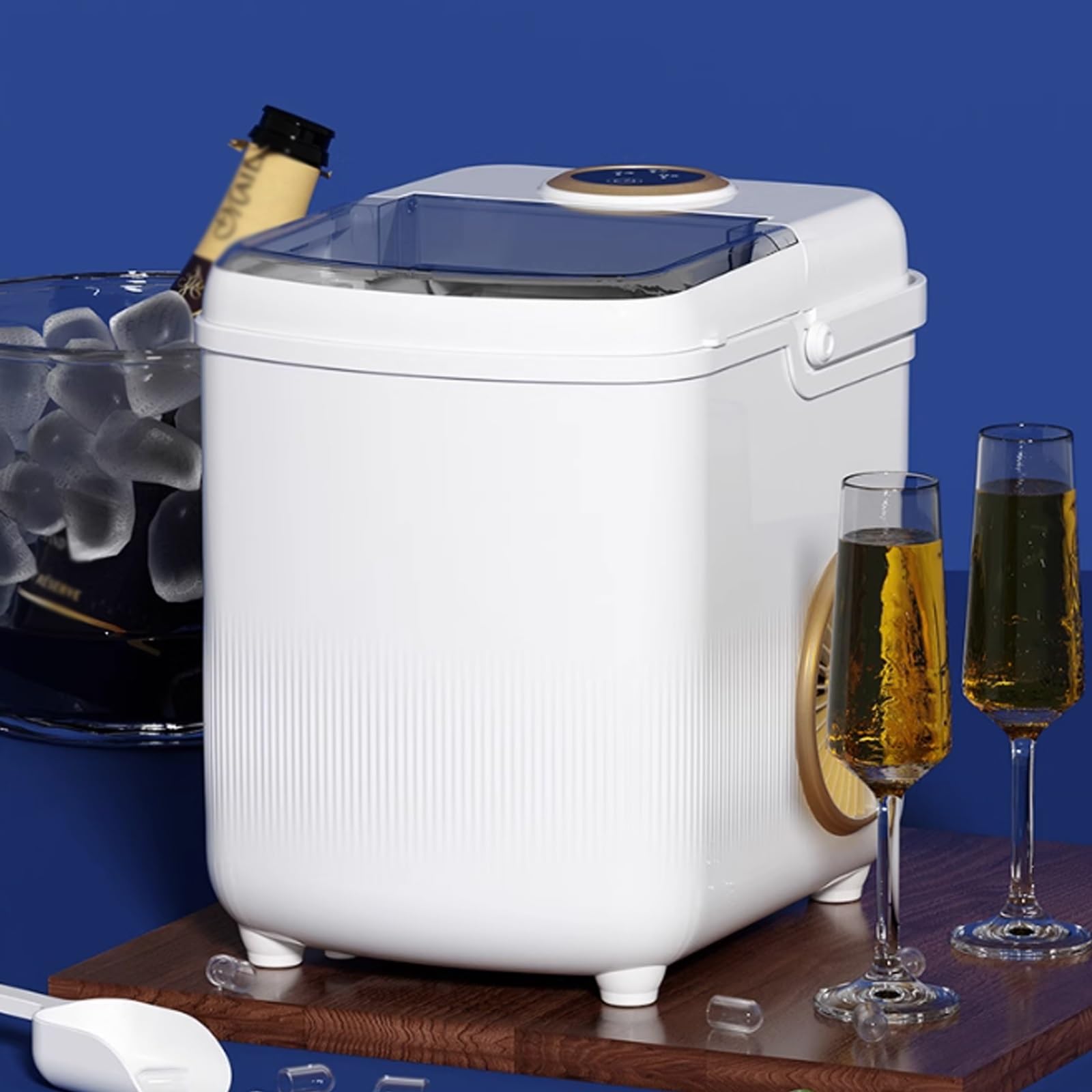 Máquina para fabricar hielo sobre encimera Máquina for hacer hielo comercial, 15kg, pequeño dormitorio, hogar, Mini estudiante, máquina for hacer cubitos de hielo redondos completamente automática Máq
