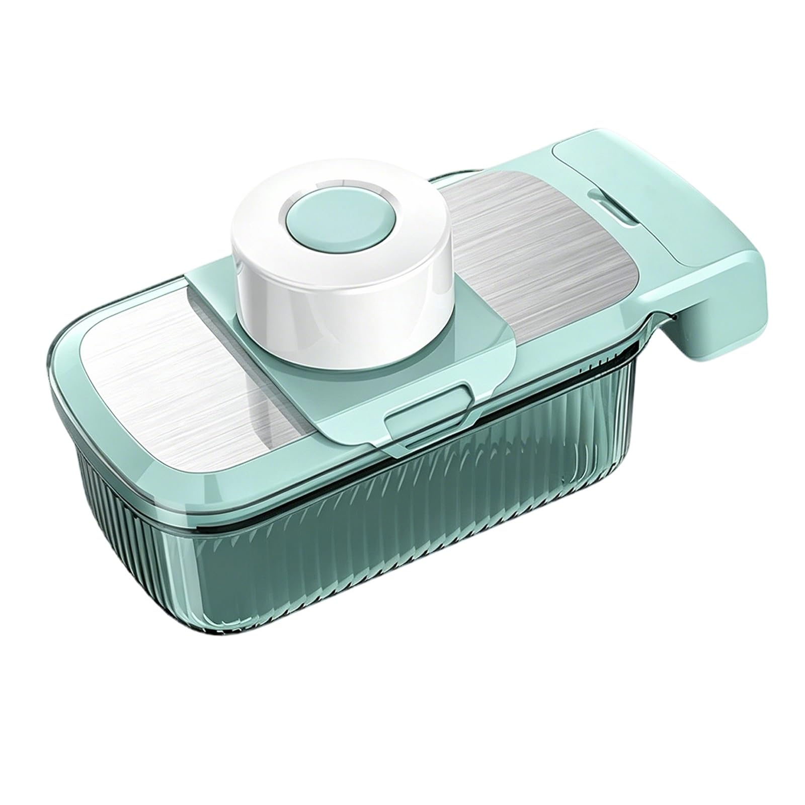 Cortador de Verdura Manual, Mandolina de Cocina Multifuncional, con Recipiente Y Protector Manos, 5 Cuchillas Reemplazables, para Cebolla, Patata, Zanahoria, Utensilio Cocina