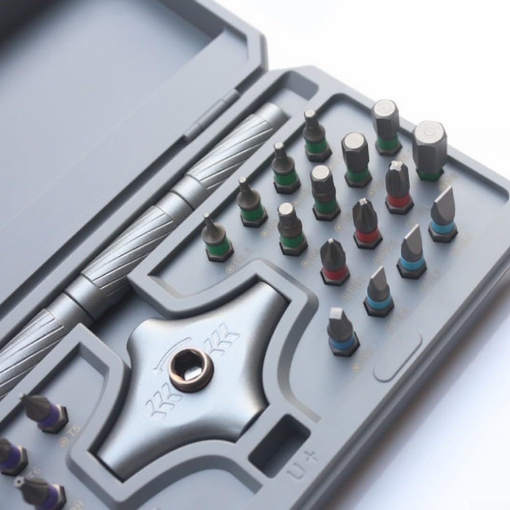 Set di cacciaviti di precisione con 34 punte magnetiche, kit di cacciaviti a cricchetto in lega di acciaio per riparazione di orologi elettronici