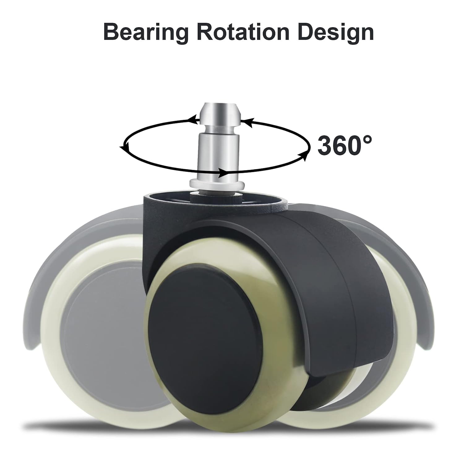 Office Chair Wheels Replacement Rubber Chair casters(Set of 5) for Hardwood Floors and Carpet- Heavy Duty Caster Support up to 750bls,2 Inch 11mm Universal Standard Size (Black/Gray)