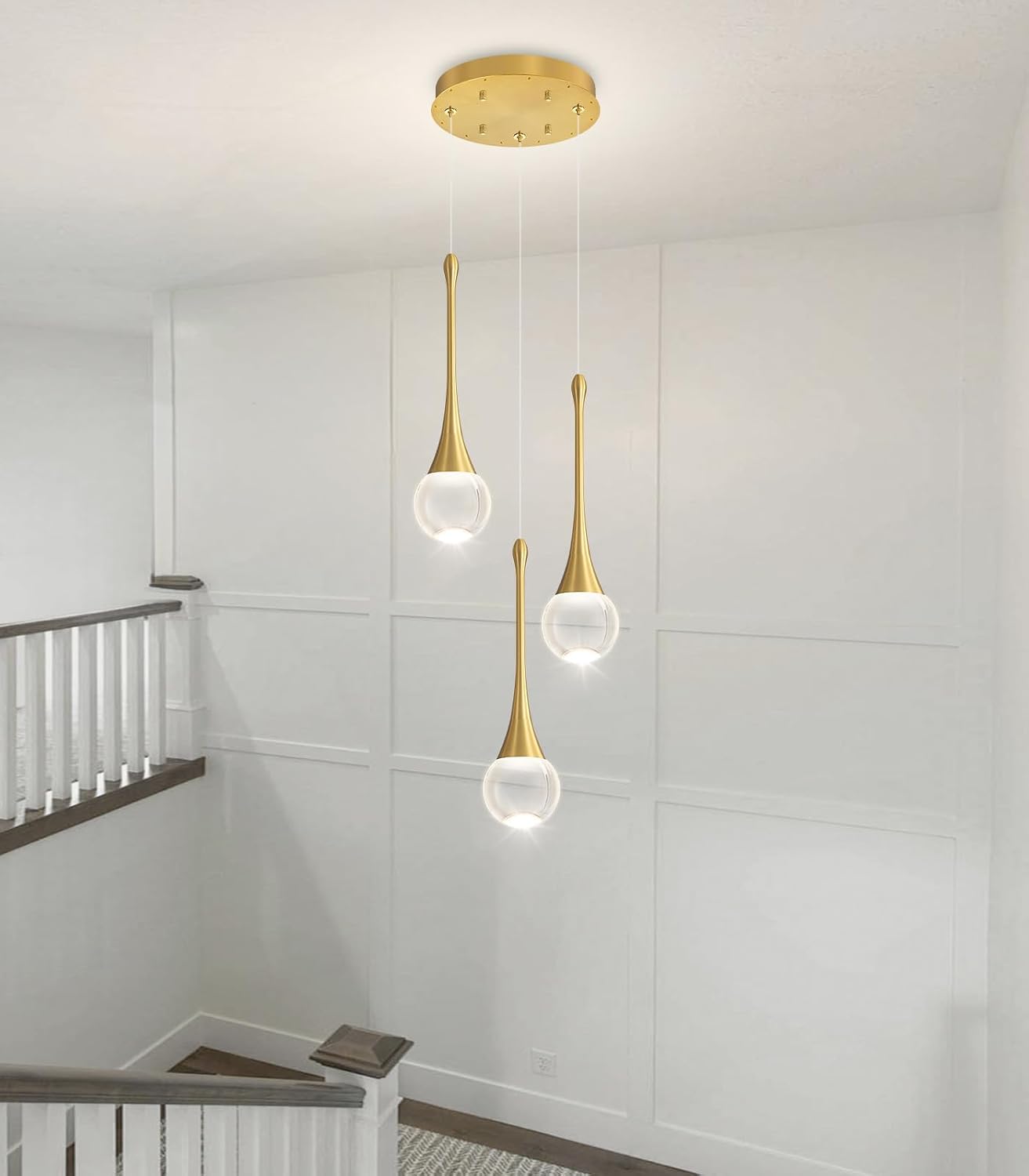 Crystal Chandelier for Dining Room Glam 3 Light Cluster Crystal Pendant Light Dimmable LED Chandeliers for Kitchen Island Living Room Gold