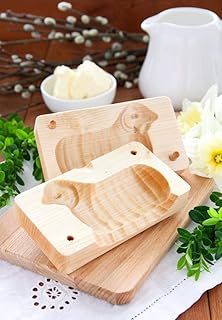 Traditional Easter Wooden Butter Ram Mold with Detailed Horns (Large 5.3" x 2.7" x 1.7")